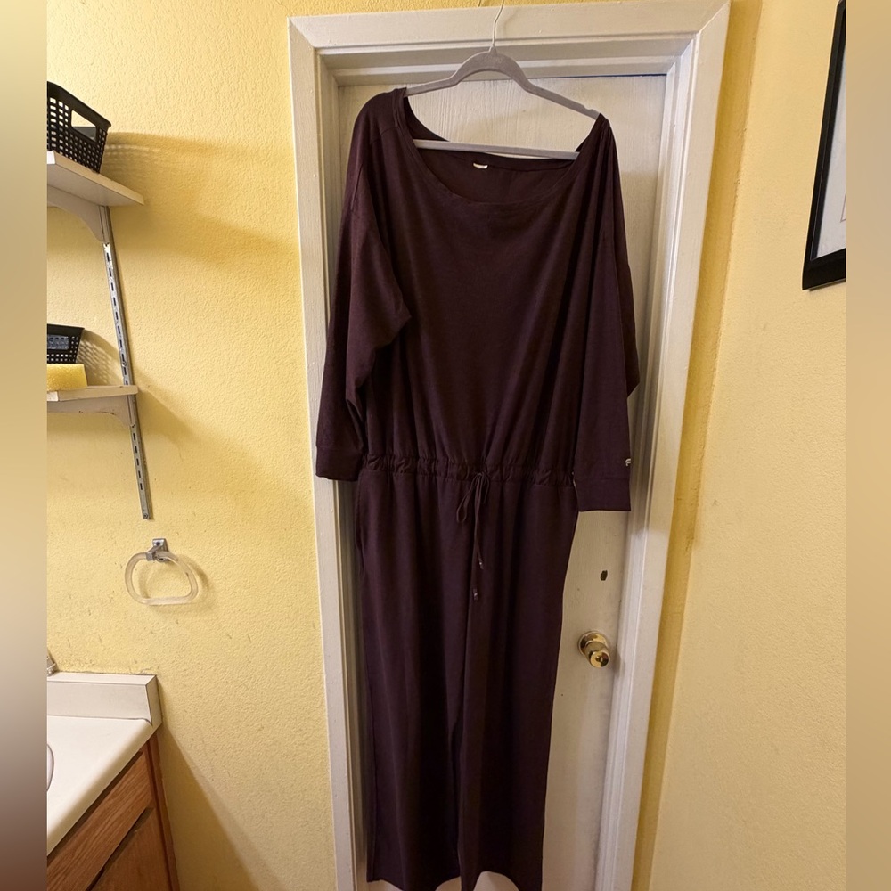 Fabletics Cloud Jersey Off Shoulder Onesie - Size XXL Color: Oxblood Heather